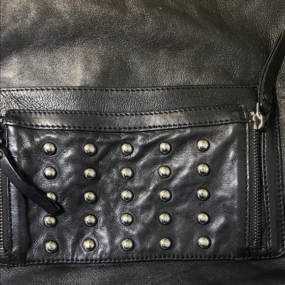 Hype Black Leather Hobo Bag with Studded Pocket - read description - Picture 4 of 16